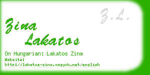 zina lakatos business card